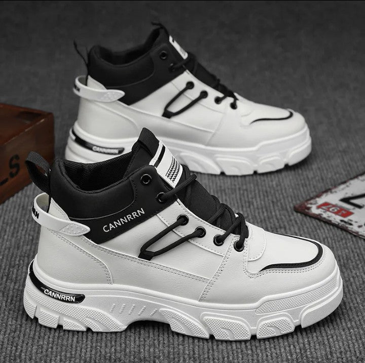 Bottes montantes sportives tendance pour hommes, chaussures de course antidérapantes à lacets, confortables pour le travail