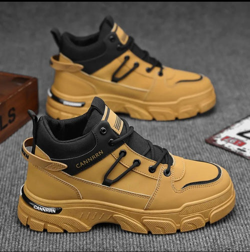 Bottes montantes sportives tendance pour hommes, chaussures de course antidérapantes à lacets, confortables pour le travail