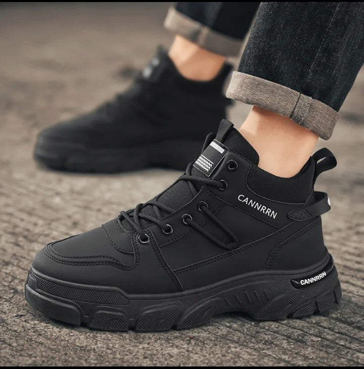 Bottes montantes sportives tendance pour hommes, chaussures de course antidérapantes à lacets, confortables pour le travail