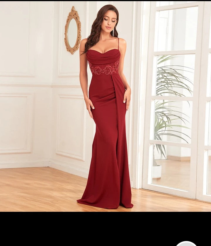 Robe de soirée Maxi pour femmes , avec des appliques élégantes
