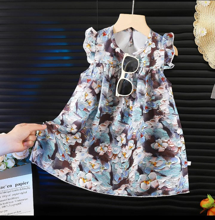 Vêtements d'été pour fille nouveau style robe à manches volant