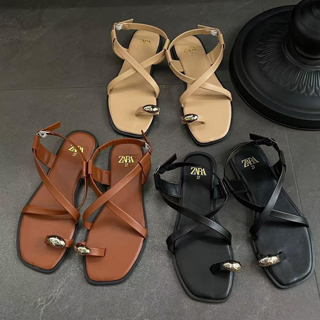 Sandales plates d'été à la mode pour femmes, nouvelles chaussures