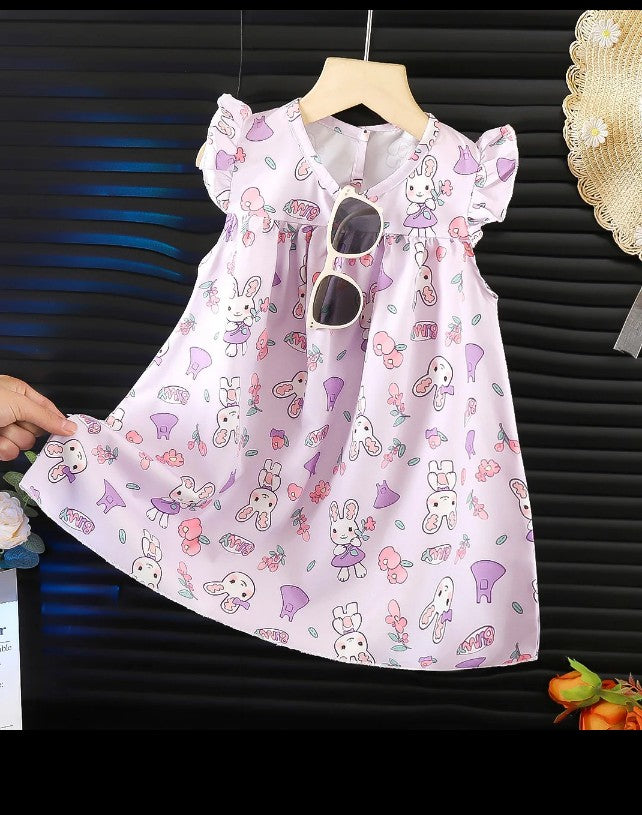 Vêtements d'été pour fille nouveau style robe à manches volant